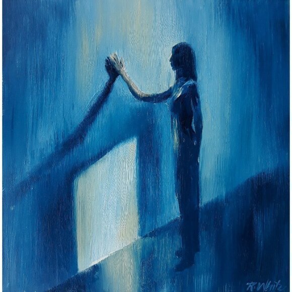 “Portal“ Original oil painting on Cradled Wood Panel 8"w x 10"h x 1.5"d - Picture 1 of 6